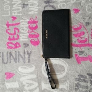 Michael Kors Black Leather Wristlet